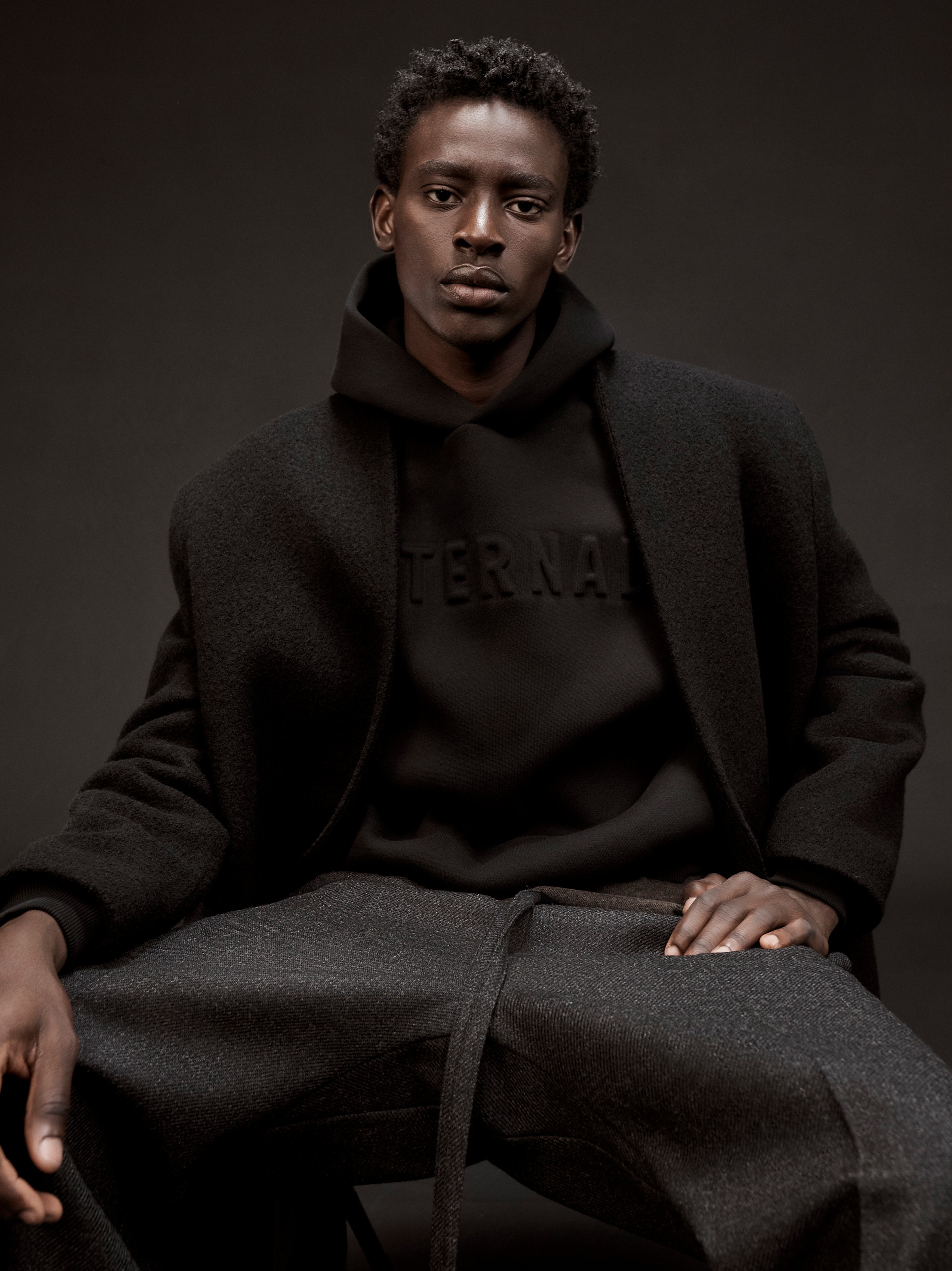 Boiled Wool Lapelless Relaxed Coat - Daily Necessities