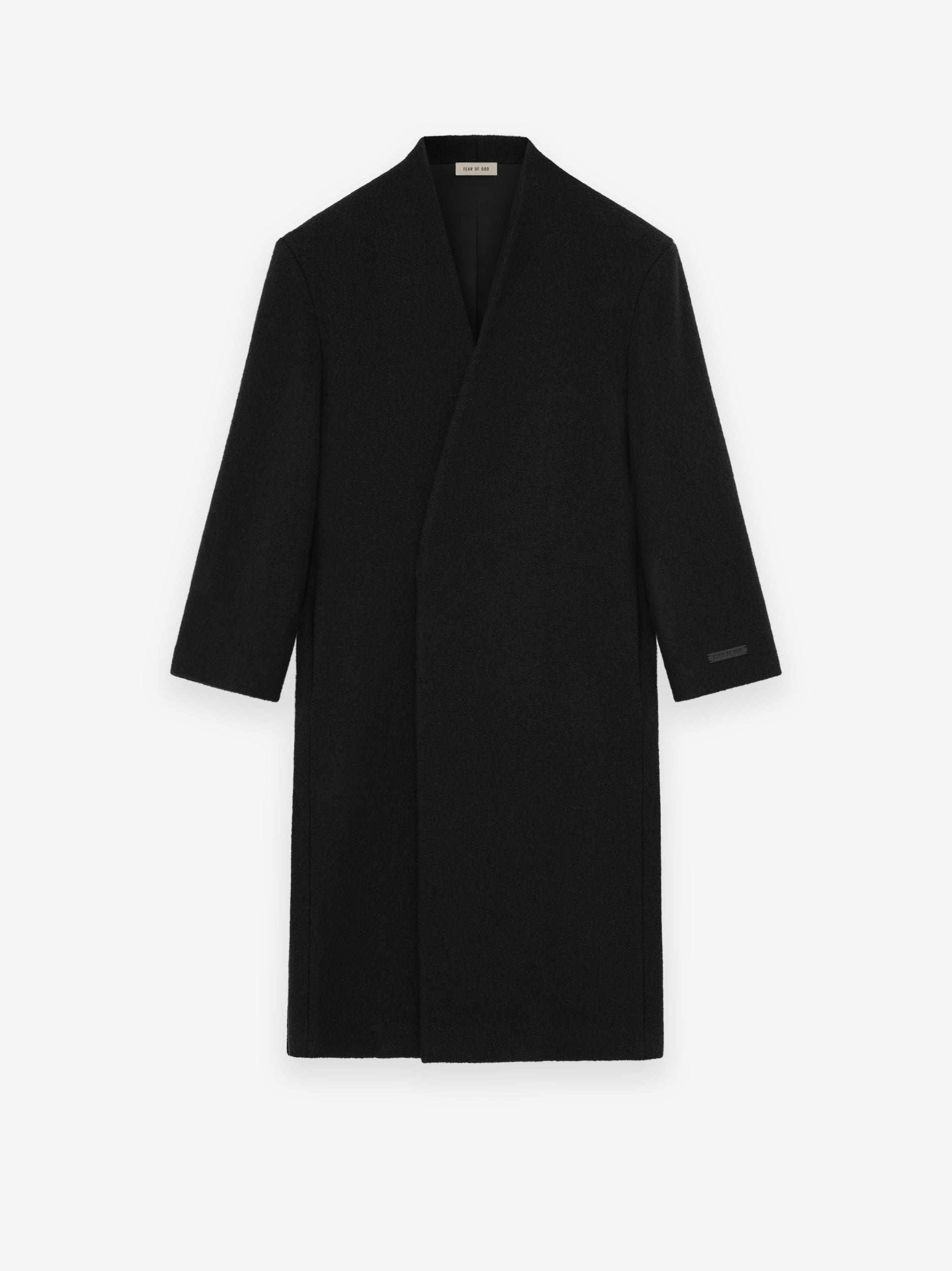Boiled Wool Lapelless Relaxed Coat - Daily Necessities
